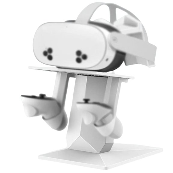 VR Headset Stand Compatible with Meta Quest 3 & 3S - Adjustable Display Mount Station, Holder for VR Accessories-White