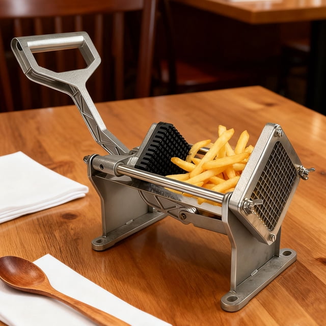 Cortador De Patatas Fritas De Acero Inoxidable, Cortador De Patatas De Grado Comercial Resistente, Herramienta Picadora De Frutas Y Verduras Con 4 Cuchillas Adecuada Para Cortar