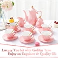 thumbnail image 3 of 22 pcs White Porcelain Tea Set for 6, Luxury British Style Tea/Coffee Cup Set with Golden Trim, Beautiful Tea Set for Women, Tea Party Set, Gift Package (With a Stand), 3 of 10