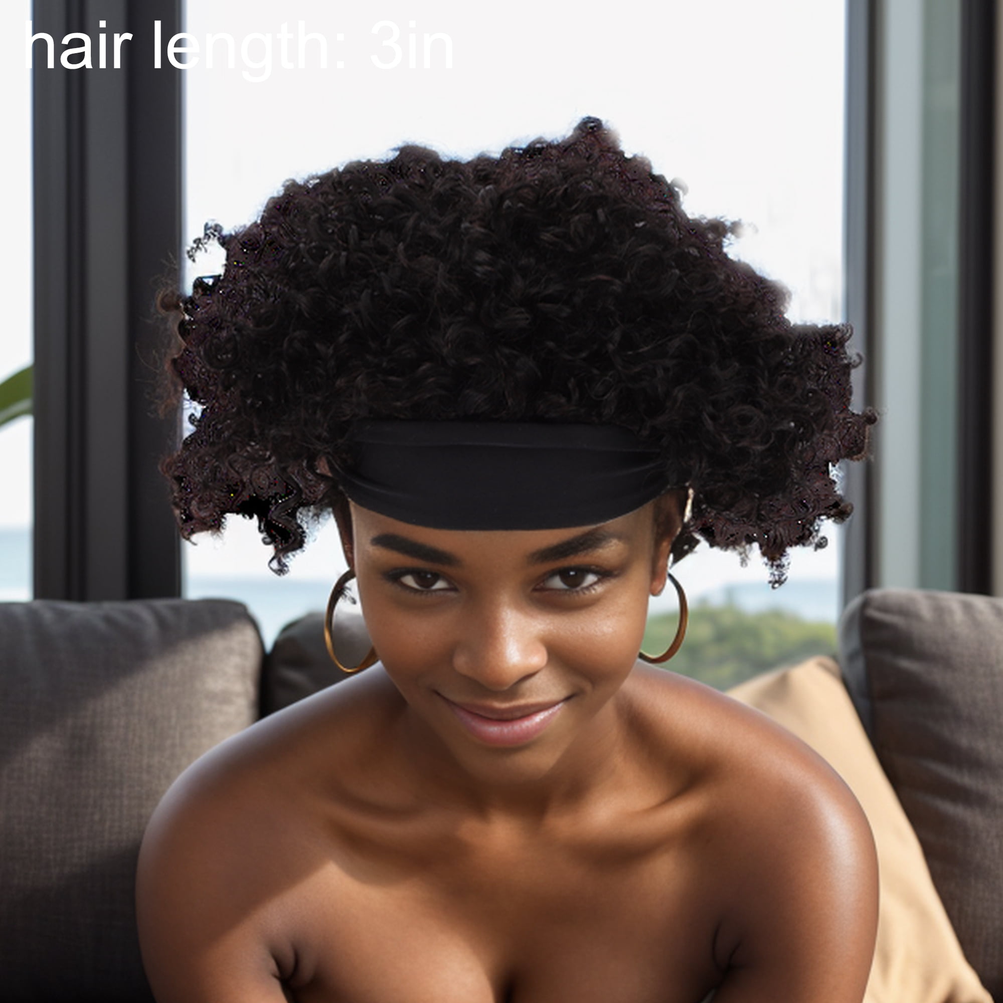 Unique Bargains 1 Pc Medium Wave Curly Short Hair Hair Wig Real Human Hair 6in Human Wig Black for Women