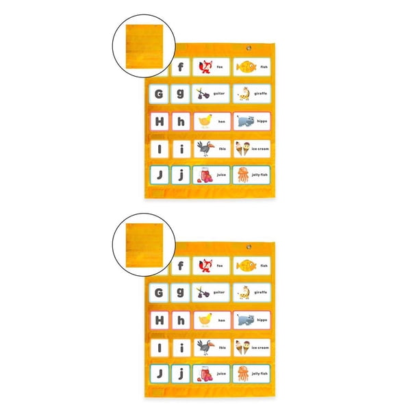 Bewildely Magnetic Pocket Chart Double-Sided Hanging Schedule Chart Pocket 2piezas Amarillo