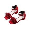 thumbnail image 1 of LUXUR Filles Robe Chaussures Ruban Magique Princesse Sandales Cheville Sandale Plage Performance Décontractée Chaussure Partie Rouge 1Y, 1 of 9