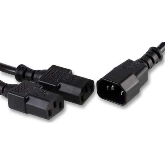 PRO ELEC - IEC Splitter, IEC C14 Male to 2x IEC C13 Female Lead, 2m, Black