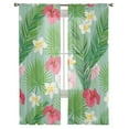 thumbnail image 3 of Tropical Plant Leaves Hibiscus Tulle Curtains for Living Room Bedroom ration Transparent Chiffon Sheer Voile Window Curtain, 3 of 7
