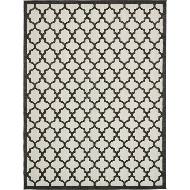 Unique Loom Tapis Géométrique Sculpté en Treillis Extérieur 9' x 12' Rectangle Noir/ivoire