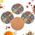 thumbnail image 6 of GZHJMY Mexican Talavera Round Coaster, 4 Pcs Heat Resistant Absorbent Drink Coaster for Kitchen Bar Cafe Decor, 6 of 7