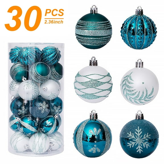 Wiher 30Pcs/2.36" Christmas Ball Ornaments, Xmas Tree Christmas Ornaments Balls with Hanging Loop for Wedding Holiday Party Wreath Home Decor (Dark Blue)
