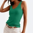thumbnail image 6 of Tank Tops for Women Ribbed Boho Vacation Tops Summer Casual Scallop Trim Scoop Neck Sleeveless Sweater Vest, #02 Green S, 6 of 7