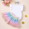 thumbnail image 5 of WIBACKER My First Easter Outfit Baby Girl Bunny Romper Bodysuit+Rainbow Lace Tutu Skirts Infant 1st Easter Clothes, 5 of 10