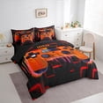 thumbnail image 2 of Orange Gaming Comforter Set 7 Piece Bed in a Bag Twin,Gamer Bedding Sets Neon Lights Abstract Geometry Sheet Set with Comforter Gamer Room Decor, 2 of 5