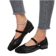 thumbnail image 5 of Miluxas Sequin Ballet Flats Shoes for Women Mary Jane Shoes Women Buckle Strap Square Toe Pumps Black 8.5(41), 5 of 9