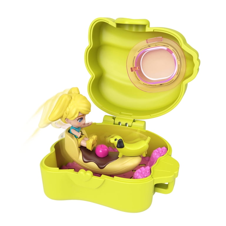 Polly Pocket Doll & Micro Compact, Keychain and Sticker Sheet, Pet