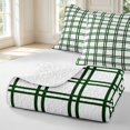 thumbnail image 4 of Manfei Contemporary Grid Quilt King,Checkered Art King Coverlet Set,White Dark Green,3 Pieces,1 Bedspread and 2 Pillowcases, 4 of 7