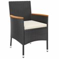 thumbnail image 3 of vidaXL 7 Piece Garden Dining Set with Cushions Black Poly Rattan, 3 of 5