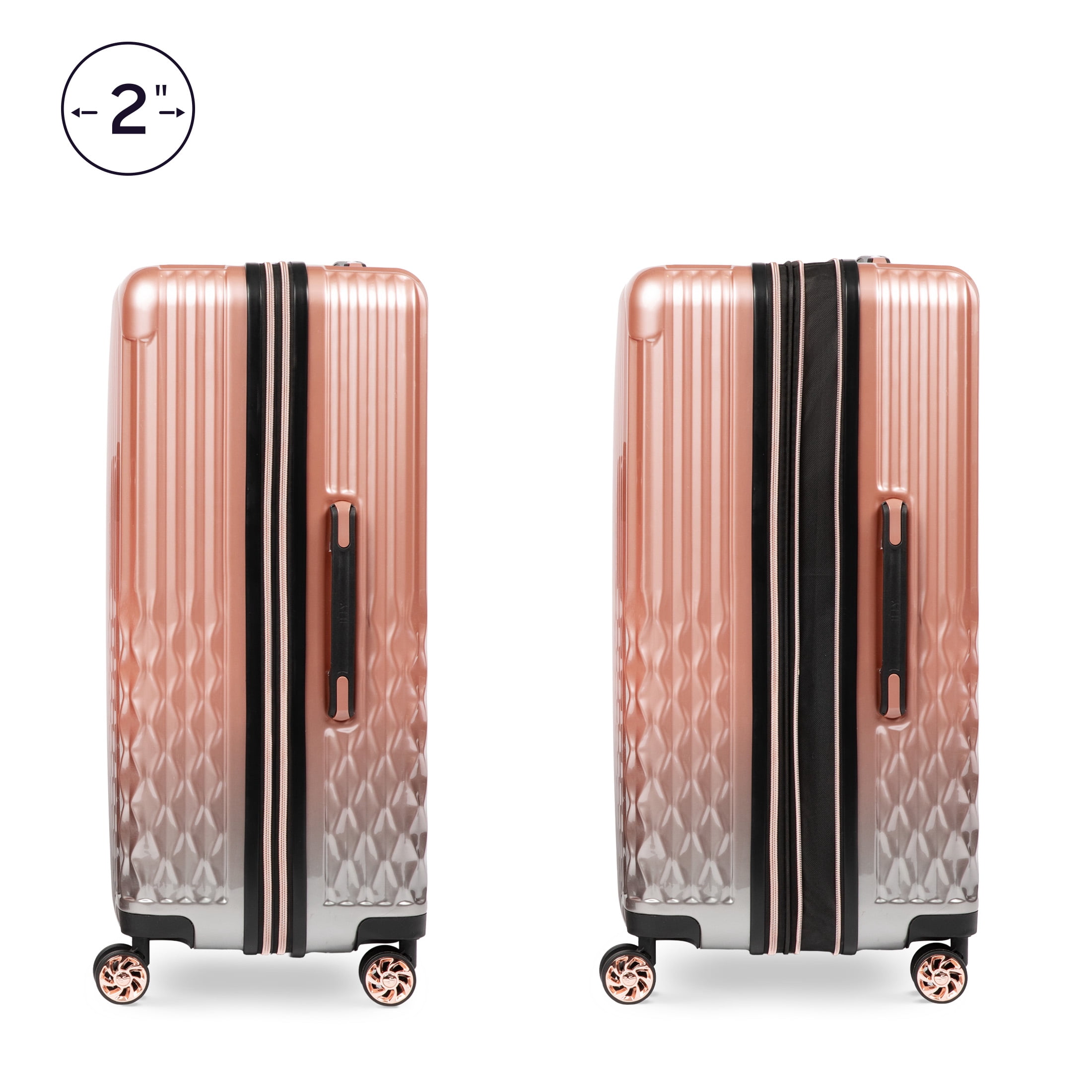 iFLY Elite 2-Piece Expandable Hardside Spinner Luggage Set, with TSA Lock, 20" Carry-on and 28" Checked Luggage, Rose Gold