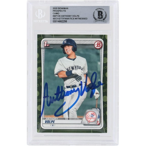 Anthony Volpe New York Yankees Autographed 2020 Bowman Prospects MLB Camo 1st Bowman #BP-139 Card - Fanatics Authentic Certified