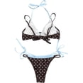 thumbnail image 3 of Women's Bikini Swimsuits Polka Dot Double Layer Halter Modest Swimwear Color Block Side Tie 2 Piece Bathing Suit, 3 of 5
