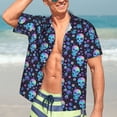 thumbnail image 5 of Lsque Skull Flower Blue pattern Hawaiian Shirt for Men, Unisex Summer Beach Casual Short Sleeve Button Down Shirts-XX-Large, 5 of 9