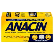 Anacin Aspirin/Caffeine Pain Reliever, 100 Tablets