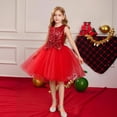 thumbnail image 2 of WMQPNNS Flower Girl Dress Sparkling Bowknot A Line Tutu Dress Elegant Party Ball Gowns Pageant Formal Dress Girls Fashion, Dress for Age 8-9 Years, Red, 2 of 3