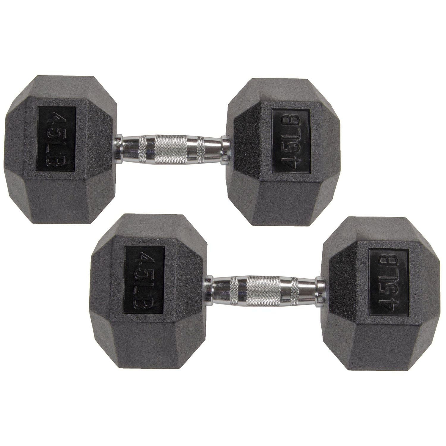 BalanceFrom Rubber Encased Hex Dumbbells, 45 lbs Pair, Black