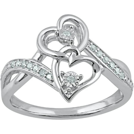 Heart 2 Heart 1/10 Carat T.W. Diamond Sterling Silver Heart Ring