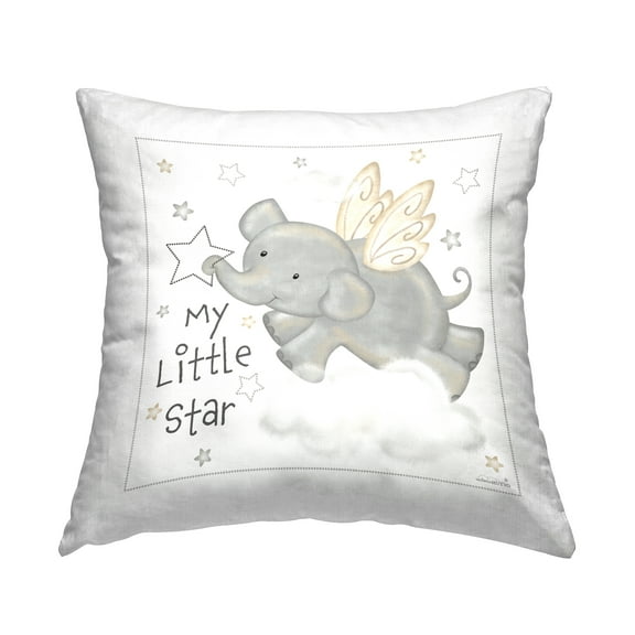 Stupell Industries My Little Star Elephant Square Decorative Printed Throw Pillow, 18 x 18