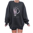 thumbnail image 1 of Sudadera extragrande de lana de manga larga con cuello redondo y estampado de calavera para mujer Fridja  hkj420, 1 of 7