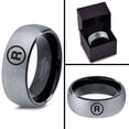 thumbnail image 4 of Tungsten Registered Trademark Symbol Band Ring 8mm Men Women Comfort Fit Black Dome Brushed Gray Polished, 4 of 4