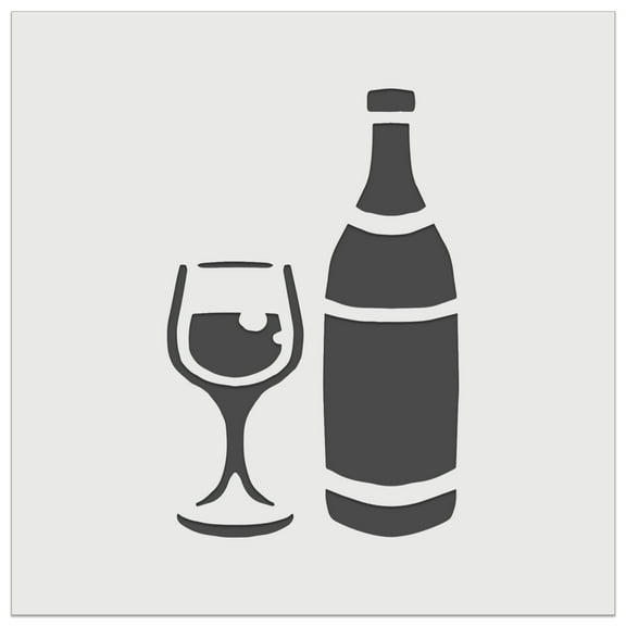Fancy Wine Bottle and Glass DIY Cookie Wall Craft Stencil - 5.5 Inch