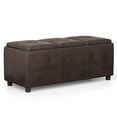 thumbnail image 2 of SIMPLIHOME Avalon 42 inch Wide Rectangle Storage Ottoman in Upholstered Distressed Brown Faux Leather, Coffee Table for the Living Room, Bedroom, Contemporary, 2 of 5