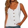 thumbnail image 2 of Siminsem Plain V Neck Tank Top for Women Button Down Sleeveless Blouse with Chest Pocket Loose Flowy Undershirt for Summer Layering Yoga Hiking, White, L, 2 of 8