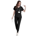 thumbnail image 4 of Niaahinn Women's Scrubs Set - V-Neck Top & Drawstring Jogger Scrub Pant for Nursing Uniforms, 9 colors, 4 of 8