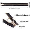 thumbnail image 4 of 4pcs #5 Metal Zipper 31inch Heavy Duty Brass Y-Teeth Zipper Close End Jeans Zippers with Big Ring Pulls for Jackets Sewing Crafts, 4 of 8