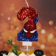 1PC Spiderman Number Candles 0-9 Set - Red Birthday Cake Candles for Kids, Gothic Party Decorations, Children's Celebration Memories