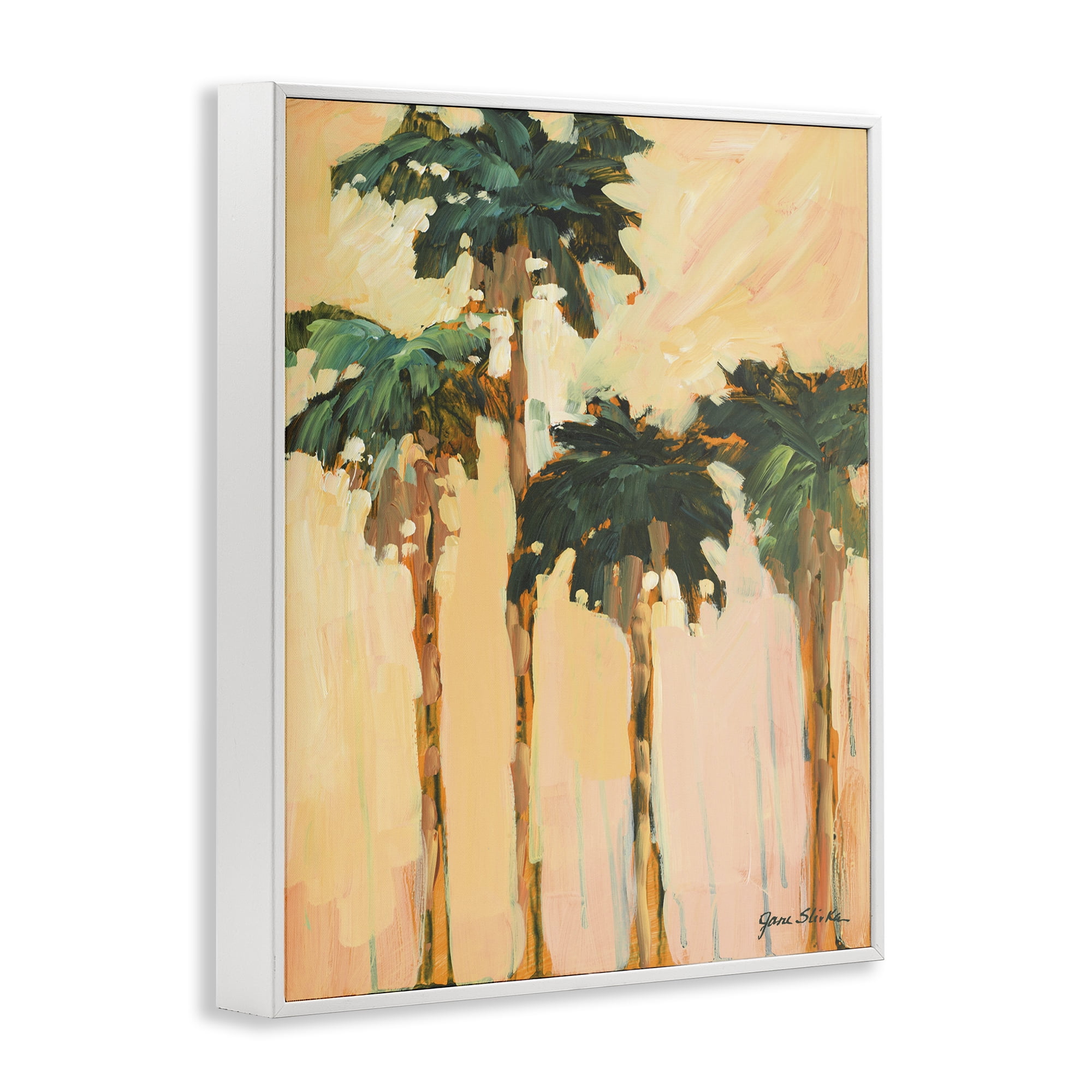 Stupell Industries Shady Palms Impression Coastal Painting White Framed Art Print Wall Art, 11 x 14