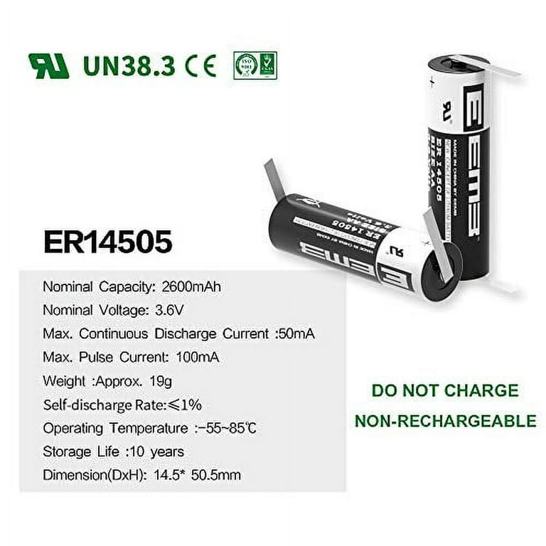 EEMB ER14505 AA 3,6V Lithium Battery Li-SOCL₂ Non Rechargeable SB-AA11  LS14500 TL-5903 ER14500 2700mAh pour Compteur d'électricité d'eau Gaz PLC