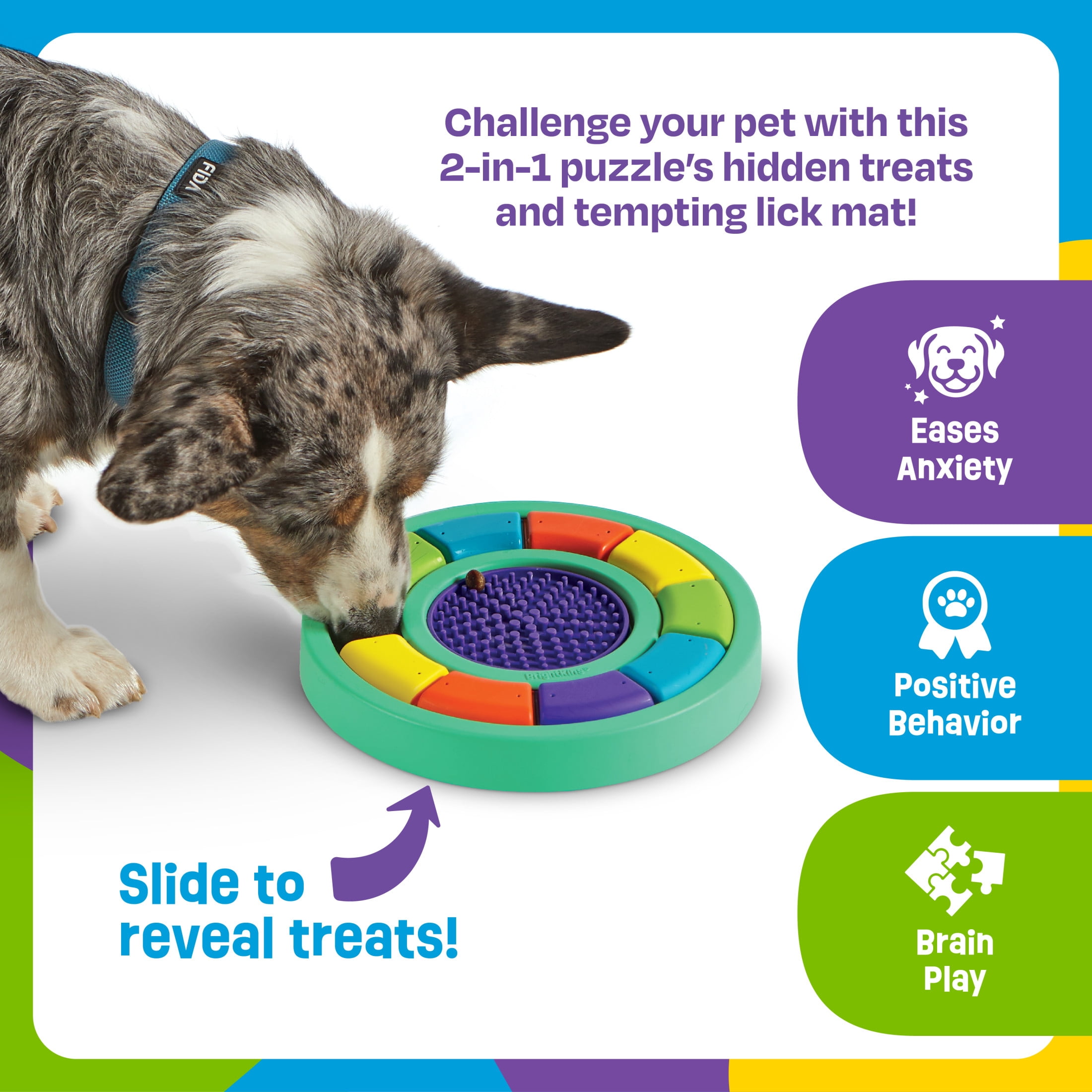 Brightkins Color Wheel Treat Puzzle & Lick Mat, Enrichment Slow