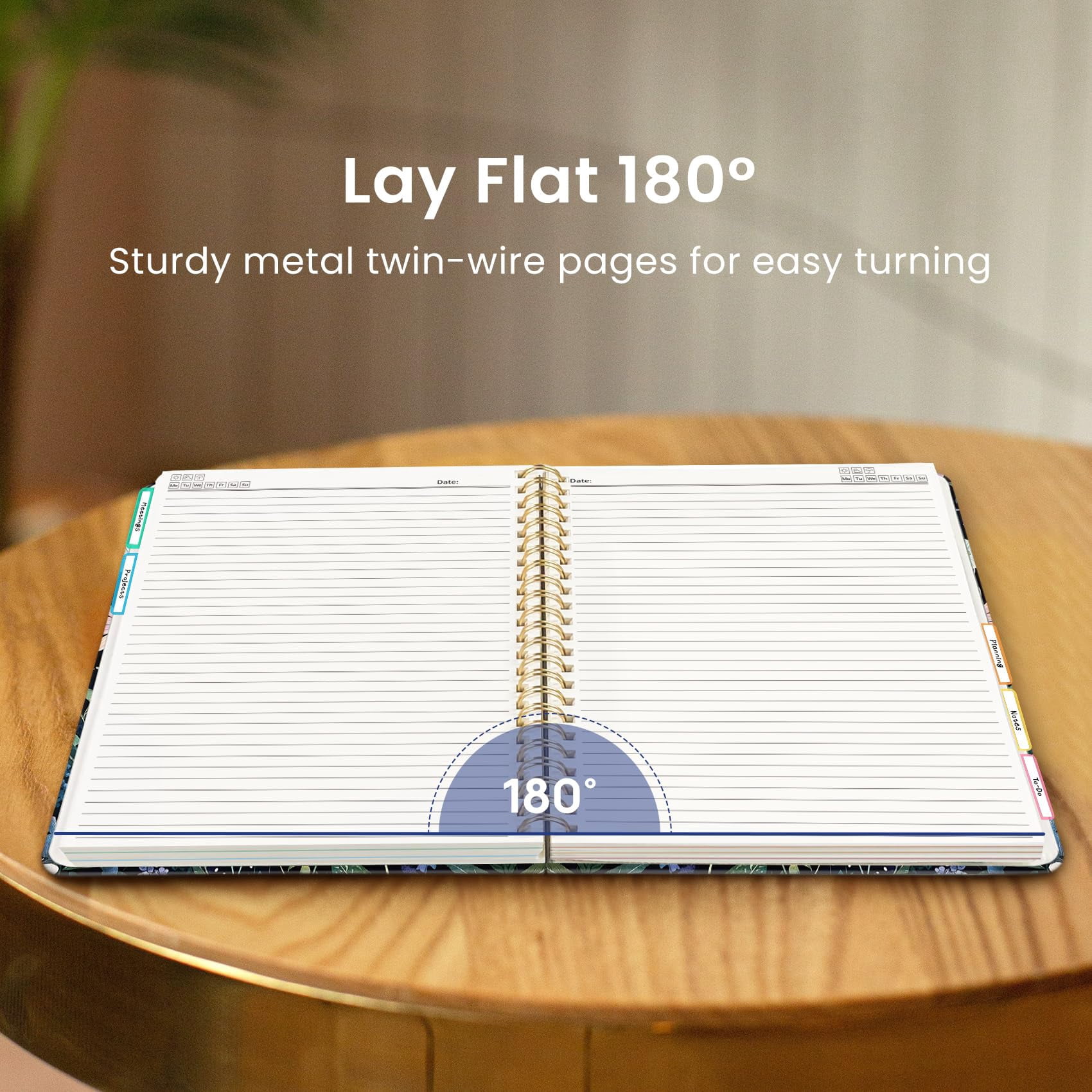 Hardcover Spiral Journal Notebooks For Work With Removable Dividers & Tabs  8.5"x11" 5 Subject Notebook Note Taking Organizer A4 College Ruled Lined Women Writing Celestial Garden 280 Pages
