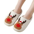 Women Winter Warm Slippers Christmas Reindeer Cotton Slippers for Men ...