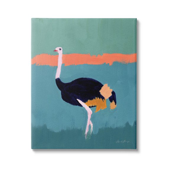 Stupell Industries Modern Ostrich Wildlife Painting Painting Gallery Wrapped Canvas Print Wall Art, Design by Pamela Munger