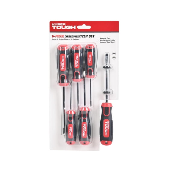 Hyper Tough Heavy-Duty 6-Piece Full Size Steel Screwdriver Set, 0 V