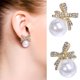 thumbnail image 1 of GOOHOCHY 1 par de pendientes de lazo de perlas, pendientes de perlas, pendientes colgantes de perlas, pendientes de tuerca para mujer, 1 of 7