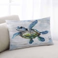 thumbnail image 2 of Teal Blue Turtle Coastal Throw Pillow Cover 20 x 30 Inch Decorative Pillow Cover Vintage Nautical Beach Sea Lumbar Pillowcase Seasonal Rectangle Cushion Case for Couch Sofa Bed Living Room, 2 of 7