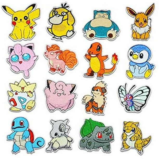 Pokemon Characters 2 Inches Tall Embroidered Iron On Patch Set of 16 ...