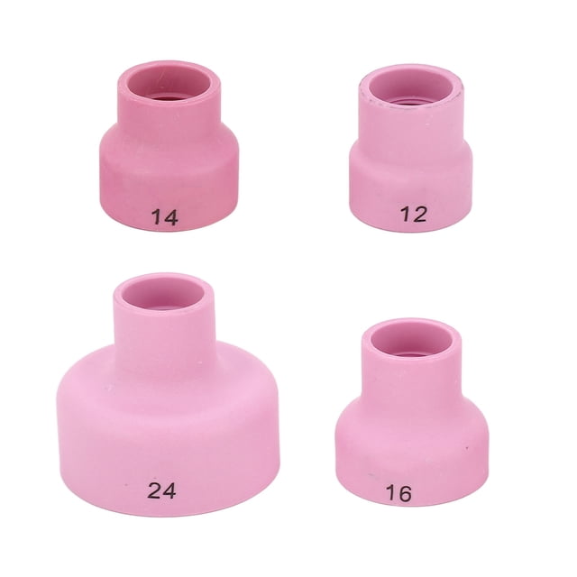 Kit de copa TIG de cerámica 4 piezas Copa de soldadura TIG de cerámica Ahorro de mano de obra Fuerte orificio central de 24 mm Salida de gas uniforme Portátil Fácil de ANGGREK Otros