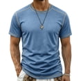 thumbnail image 3 of Eltusu Short Sleeve T-Shirts for Men, Solid Color Pullover Crewneck Casual Summer Tee Blue Size 2XL, 3 of 8