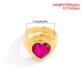 thumbnail image 2 of Womens Gold Alloy Glass Heart-Shaped Ring: Retro Simple Peach Heart Index Finger Ring for Women, 2 of 4