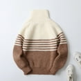 thumbnail image 3 of OGLCCG Boys Qurter Zip Pullover Sweater Casual Long Sleeve Turtleneck Cable Knit Sweater for Kids Fall Winter Soft Color Block Jumper 5-14 Years, 3 of 8