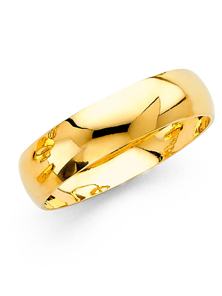 14K Solid Yellow Gold 2mm Size 6 Plain Men and Womens Fit Wedding Band Ring 